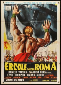 2f117 HERCULES AGAINST ROME Italian 1p 1964 Casaro art of strongman Sergio Ciani vs entire army!