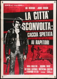 2f128 KIDNAP SYNDICATE Italian 1p 1975 full-length Luc Merenda in leather jacket with machine gun!