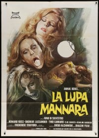 2f134 LEGEND OF THE WOLF WOMAN Italian 1p 1977 La lupa mannara, sexy wild artwork of Wolf Woman!