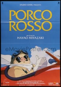 2f158 PORCO ROSSO Italian 1p 2010 Hayao Miyazaki anime, great cartoon image of pig in airplane!