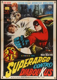 2f179 SUPERARGO VS. DIABOLICUS Italian 1p 1966 cool art of masked hero by Renato Casaro!