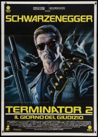 2f183 TERMINATOR 2 Italian 1p 1991 cool different art of Arnold Schwarzenegger by Renato Casaro!