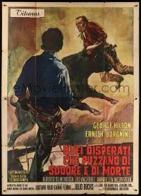 2f014 BULLET FOR SANDOVAL Italian 2p 1969 Ciriello spaghetti western art of Borgnine gored by bull!