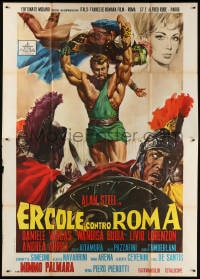 2f038 HERCULES AGAINST ROME Italian 2p 1964 Casaro art of strongman Sergio Ciani vs entire army!