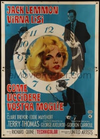 2f039 HOW TO MURDER YOUR WIFE Italian 2p 1965 Jack Lemmon, Virna Lisi, different clock artwork!