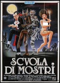 2f056 MONSTER SQUAD Italian 2p 1988 different Cecchini art of Dracula, Mummy, Wolfman & naked girl!