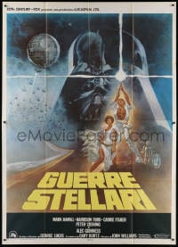 2f073 STAR WARS Italian 2p R1980s George Lucas classic sci-fi epic, great art by Tom Jung!