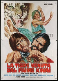 2f075 TIGER FROM RIVER KWAI Italian 2p 1975 George Eastman, cool kung fu art by Zanca!