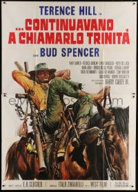 2f076 TRINITY IS STILL MY NAME Italian 2p 1972 cool spaghetti western art of Terence Hill on horse!