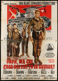2f081 WHAT DID YOU DO IN THE WAR DADDY Italian 2p 1966 art of Coburn & cast by tank, Blake Edwards!