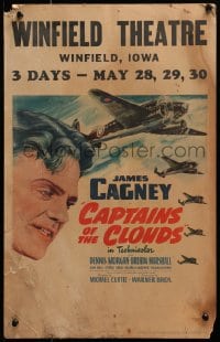 2f230 CAPTAINS OF THE CLOUDS WC 1942 pilot James Cagney, cool art of World War II airplanes, rare!