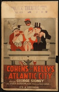 2f237 COHENS & KELLYS IN ATLANTIC CITY WC 1929 art of Vera Gordon with Sidney & Swain on Boardwalk!