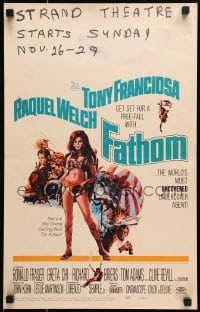 2f266 FATHOM WC 1967 Jerry Allison art of sexy nearly-naked Raquel Welch in skydiving harness!