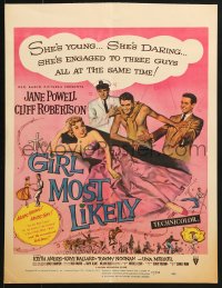 2f276 GIRL MOST LIKELY WC 1957 art of sexy Jane Powell, Cliff Robertson, Tommy Noonan!