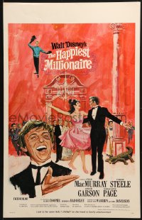 2f290 HAPPIEST MILLIONAIRE WC 1967 Disney, artwork of Tommy Steele laughing & dancing!