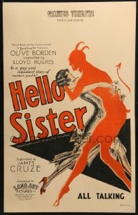 2f293 HELLO SISTER WC 1930 art of wild party girl Olive Borden literally dancing with the Devil!