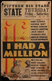 2f301 IF I HAD A MILLION WC 1932 cool art of money bags, all-star cast & directors, very rare!