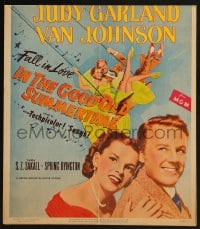 2f303 IN THE GOOD OLD SUMMERTIME WC 1949 wonderful artwork of Judy Garland & Van Johnson swinging!
