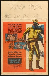 2f319 LEGEND OF THE LOST WC 1957 full-length art of John Wayne & sexy Sophia Loren in Africa!