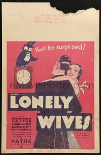 2f323 LONELY WIVES WC 1931 art of Edward Everett Horton, who seduces his lookalike's wife!