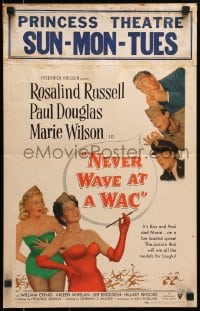 2f344 NEVER WAVE AT A WAC WC 1953 Paul Douglas, sexy Rosalind Russell & Marie Wilson, WWII!