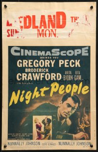 2f347 NIGHT PEOPLE WC 1954 great close up of military soldier Gregory Peck in uniform!