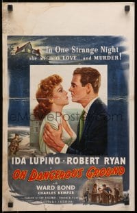 2f351 ON DANGEROUS GROUND WC 1951 Nicholas Ray noir classic, art of Robert Ryan & Ida Lupino!