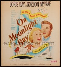 2f352 ON MOONLIGHT BAY WC 1951 great image of singing Doris Day & Gordon MacRae on sailboat!