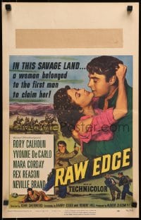 2f371 RAW EDGE WC 1956 cowboy Rory Calhoun & sexy Yvonne De Carlo in a savage land!