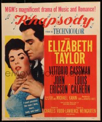 2f375 RHAPSODY WC 1954 Elizabeth Taylor, Vittorio Gassman, magnificent drama of music & romance!