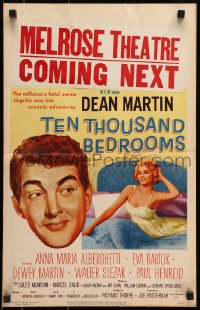 2f433 TEN THOUSAND BEDROOMS WC 1957 art of Dean Martin & sexy Anna Maria Alberghetti in bed!