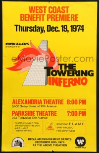 2f450 TOWERING INFERNO WC 1974 cool different art for the West Coast Benefit Premiere, ultra rare!