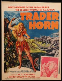2f451 TRADER HORN WC R1953 W.S. Van Dyke, cool art of sexy Edwina Booth whipping + wild animals!