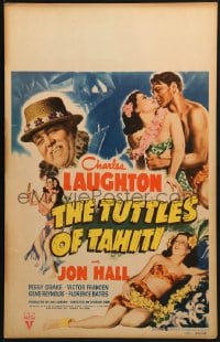 2f455 TUTTLES OF TAHITI WC 1942 Charles Laughton, c/u of Jon Hall & sexy tropical Peggy Drake!