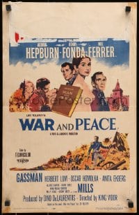 2f467 WAR & PEACE WC 1956 art of Audrey Hepburn, Henry Fonda & Mel Ferrer, Leo Tolstoy epic!