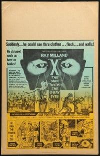 2f475 X: THE MAN WITH THE X-RAY EYES Benton WC 1963 Ray Milland strips souls & bodies, cool art!