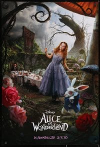 2g048 ALICE IN WONDERLAND teaser DS 1sh 2010 Tim Burton, Mia Wasikowska in title role as Alice!