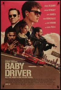 2g082 BABY DRIVER advance DS 1sh 2017 Ansel Elgort in the title role, Foxx, artwork by Rory Kurtz!
