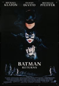 2g098 BATMAN RETURNS 1sh 1992 Michael Keaton, Danny DeVito, Michelle Pfeiffer, Tim Burton!