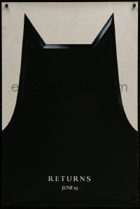 2g100 BATMAN RETURNS teaser DS 1sh 1992 Burton, Keaton, cool partial bat symbol, dated design!