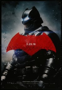 2g102 BATMAN V SUPERMAN teaser DS 1sh 2016 cool image of armored Ben Affleck in title role!