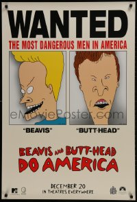 2g109 BEAVIS & BUTT-HEAD DO AMERICA teaser 1sh 1996 Mike Judge, most dangerous men in America!