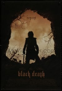 2g119 BLACK DEATH DS 1sh 2010 Sean Bean, Eddie Redmayne, wild image of man w/sword, Repent!