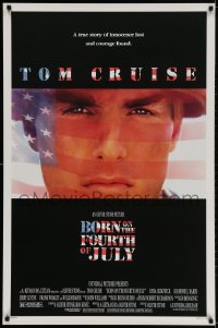 2g135 BORN ON THE FOURTH OF JULY DS 1sh 1989 Oliver Stone, great patriotic image of Tom Cruise!