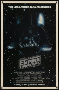 2g001 EMPIRE STRIKES BACK studio style advance 1sh 1980 George Lucas, Darth Vader head in space!