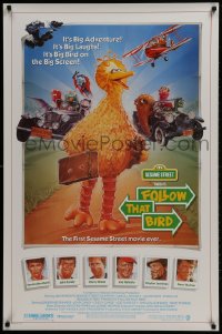 2g300 FOLLOW THAT BIRD 1sh 1985 great art of the Big Bird & Sesame Street cast by Steven Chorney!