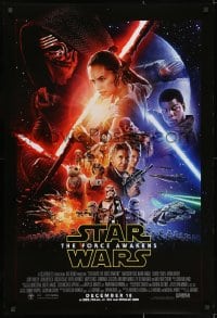 2g026 FORCE AWAKENS int'l advance DS 1sh 2015 Star Wars: Episode VII, Ford, Fisher, cool montage!