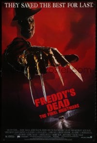 2g309 FREDDY'S DEAD 1sh 1991 great art of Robert Englund as Freddy Krueger!