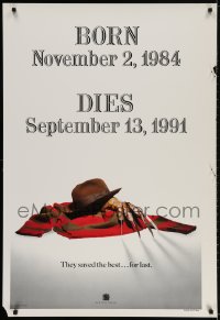 2g310 FREDDY'S DEAD style A printer's test teaser 1sh 1991 Krueger's sweater, hat, and claws!