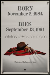 2g311 FREDDY'S DEAD style A teaser 1sh 1991 cool image of Krueger's sweater, hat, and claws!